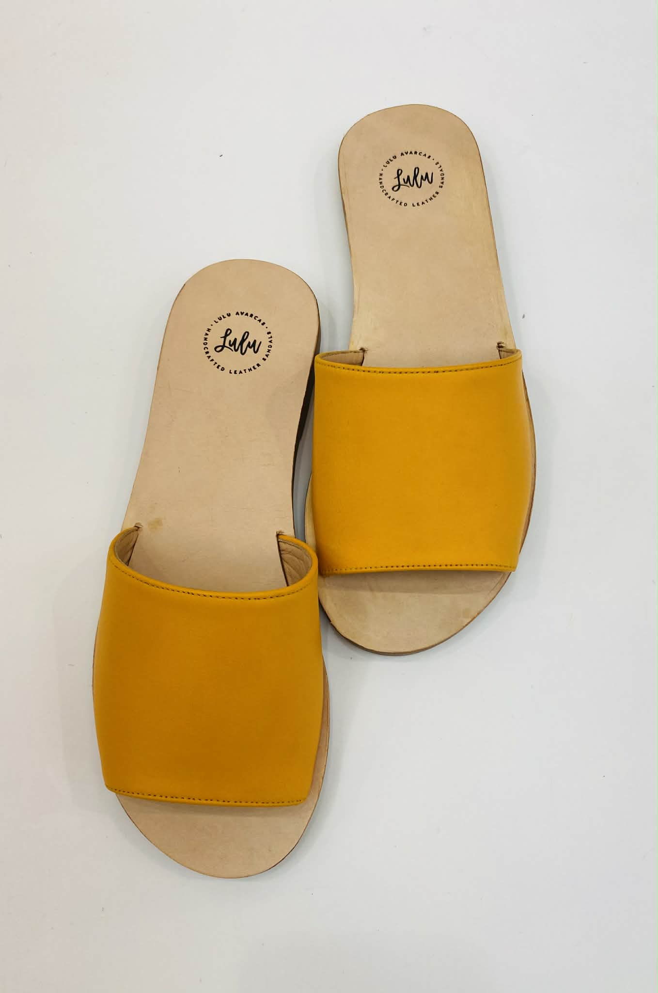 LULU AVARCAS ORANGE LEATHER SLIDE