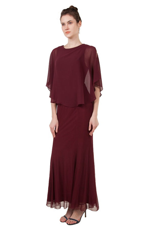 MISS ANNE FULL LENGTH BURGANDY DRESS