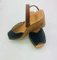 LULU AVARCAS LEATHER CORKS IN BLACK WITH BROWN STRAP