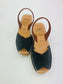 LULU AVARCAS LEATHER CORKS IN BLACK WITH BROWN STRAP