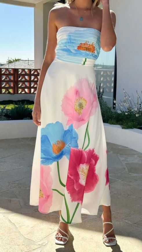 PINK DIAMOND WHITE FLORAL DRESS