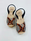 LULU AVARCAS CORK WEDGE IN SNAKE SKIN ORANGE