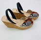 LULU AVARCAS CORK WEDGE IN SNAKE SKIN ORANGE