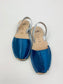 LULU AVARCAS FLAT SANDAL IN METALLIC BLUE