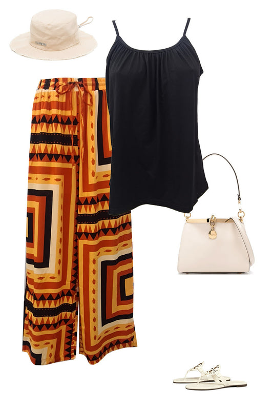 NEON WHITE FUNKY RETRO PANT IN MUSTARD
