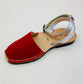 LULU AVARCAS LEATHER SANDAL IN RED LEATHER WITH SILVER STRAP