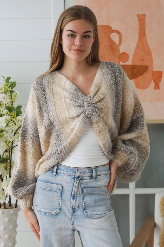 CHARLOTTE GRADIENT BEIGE KNIT WITH KNOT