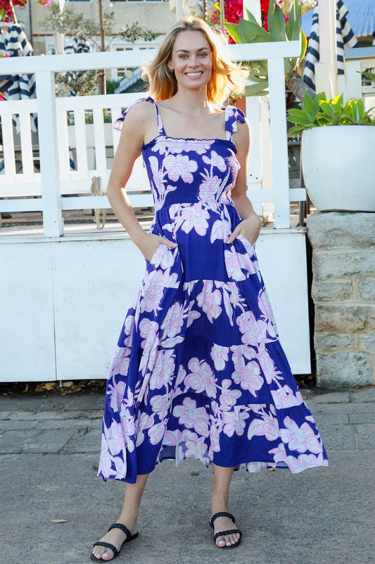 AVA & MIA BETTY PURPLE SLIP MAXI DRESS