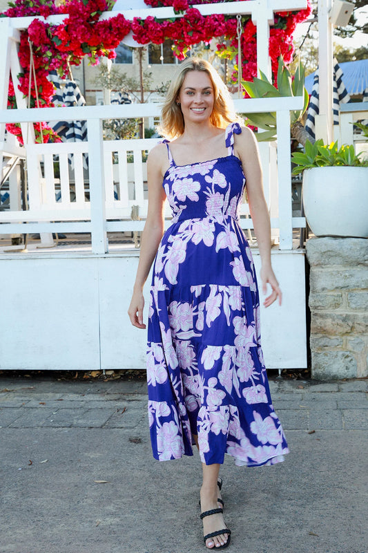 AVA & MIA BETTY PURPLE SLIP MAXI DRESS