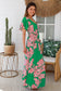 AVA & MIA BETTY GREEN V-NECK MAXI DRESS