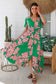 AVA & MIA BETTY GREEN V-NECK MAXI DRESS