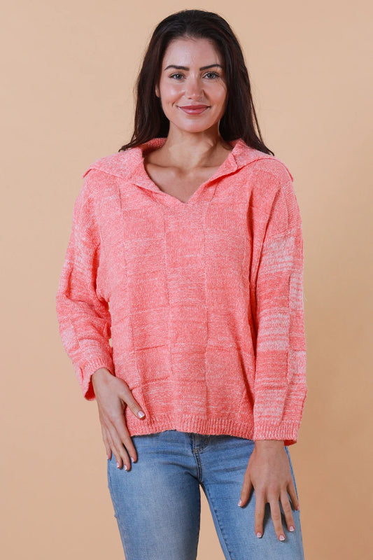 CHARLOTTE WOOL BLEND KNIT IN CORAL