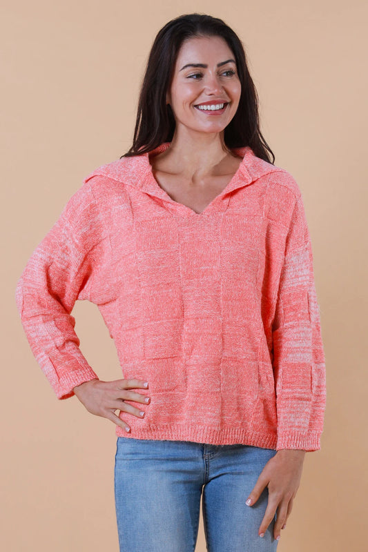 CHARLOTTE WOOL BLEND KNIT IN CORAL
