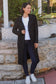 CHARLOTTE WOOL BLEND KNIT LONG CARDI IN BLACK