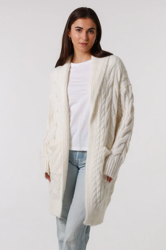 CHARLOTTE WINTER WHITE KNIT CARDI