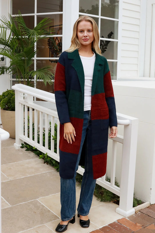 CHARLOTTE COLOUR BLOCK KNIT CARDI