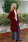 CHARLOTTE COZY WOOL BLEND KNIT CARDI IN DEEP CHERRY RED