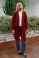 CHARLOTTE COZY WOOL BLEND KNIT CARDI IN DEEP CHERRY RED