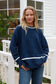 CHARLOTTE WOOL BLEND KNIT IN NAVY WITH WHITE