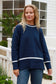 CHARLOTTE WOOL BLEND KNIT IN NAVY WITH WHITE