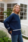 CHARLOTTE WOOL BLEND KNIT IN NAVY WITH WHITE