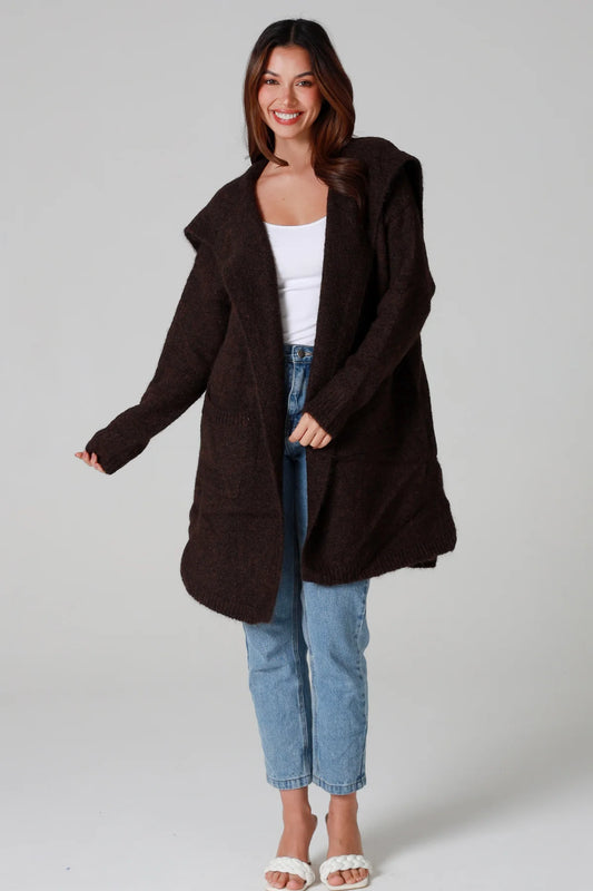 CHARLOTTE CHOCOLATE BROWN COZY CARDI