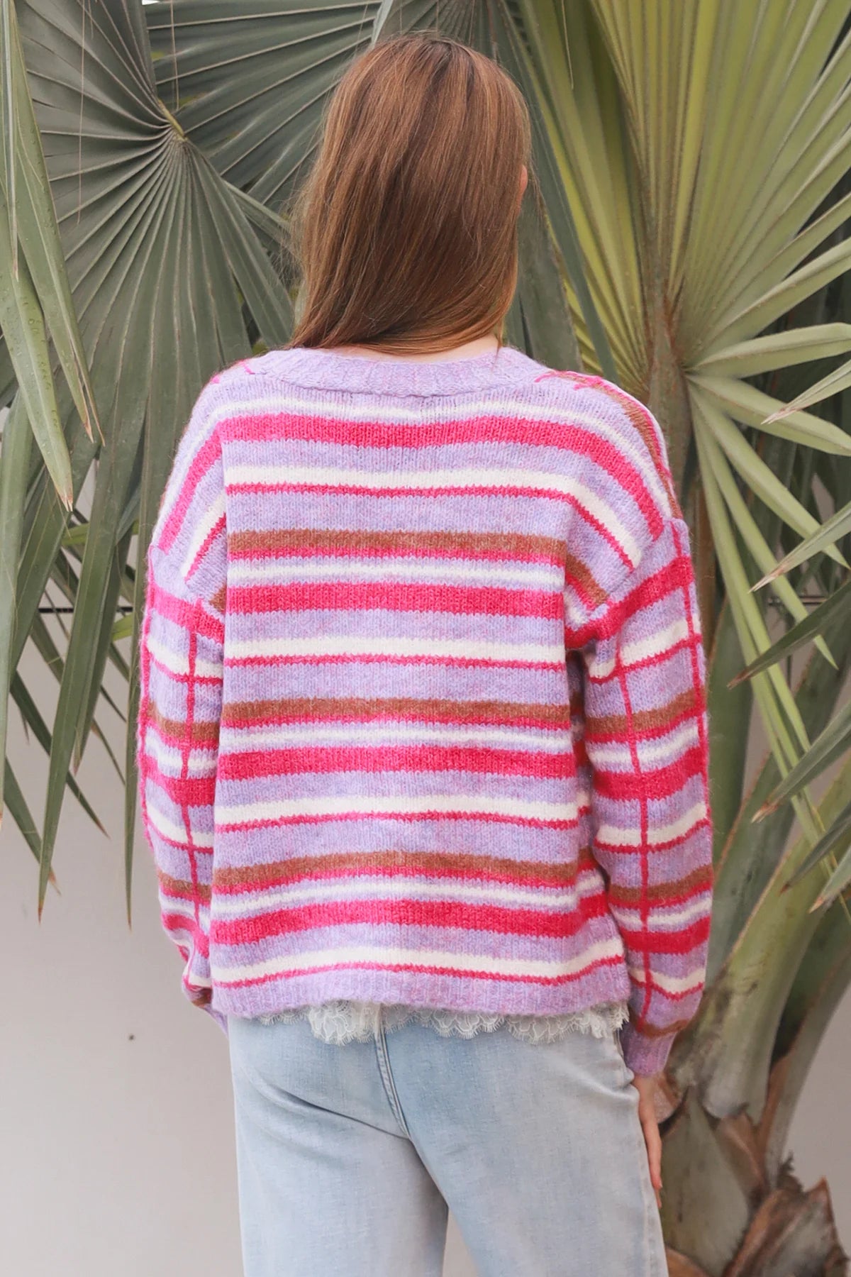 CHARLOTTE PINK TONE KNIT CARDI