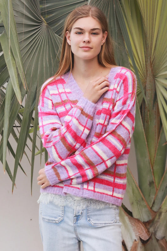 CHARLOTTE PINK TONE KNIT CARDI