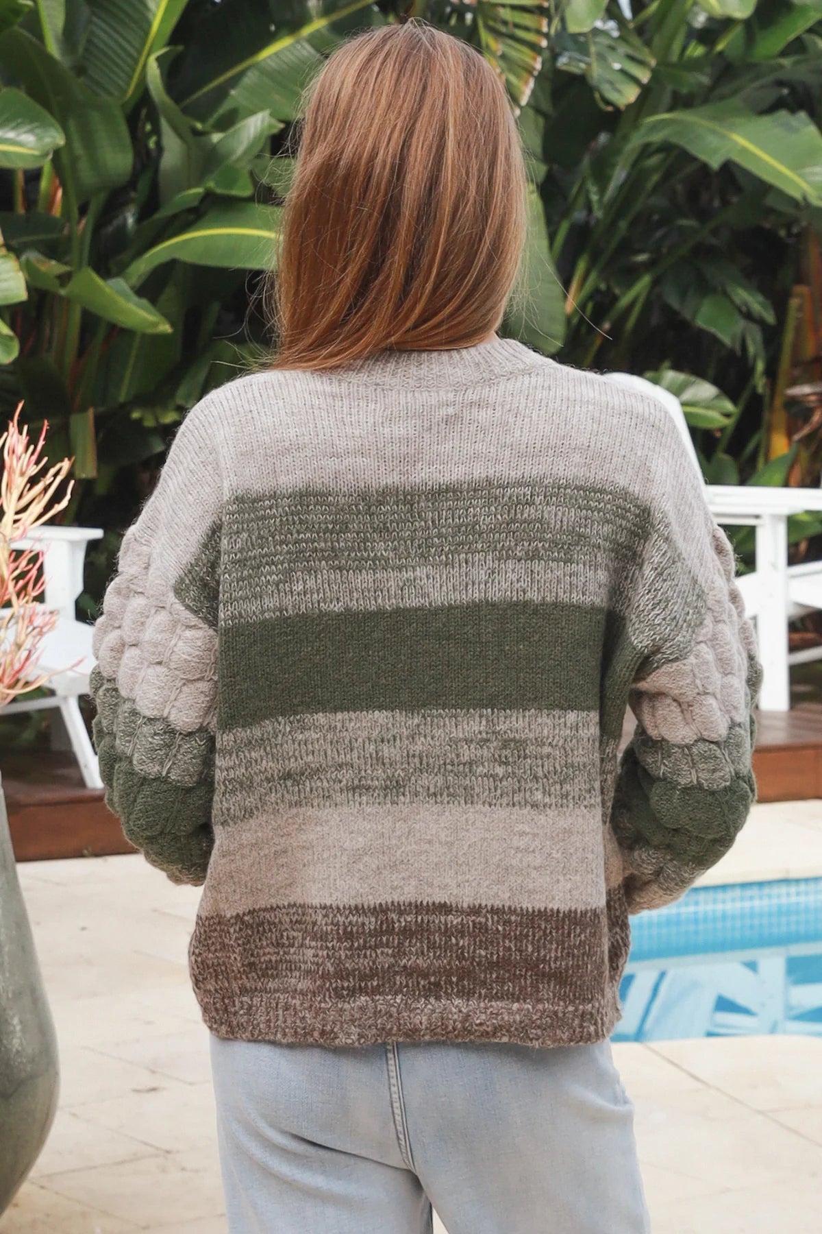 CHARLOTTE GREEN BEIGE WOOL BLEND KNIT