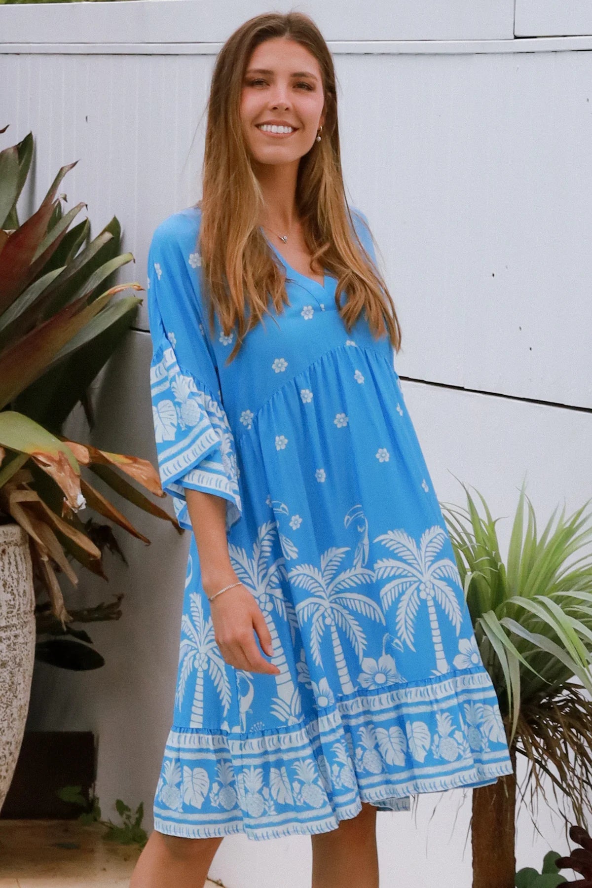 SALTY PALM BEATRIX BLUE MINI DRESS