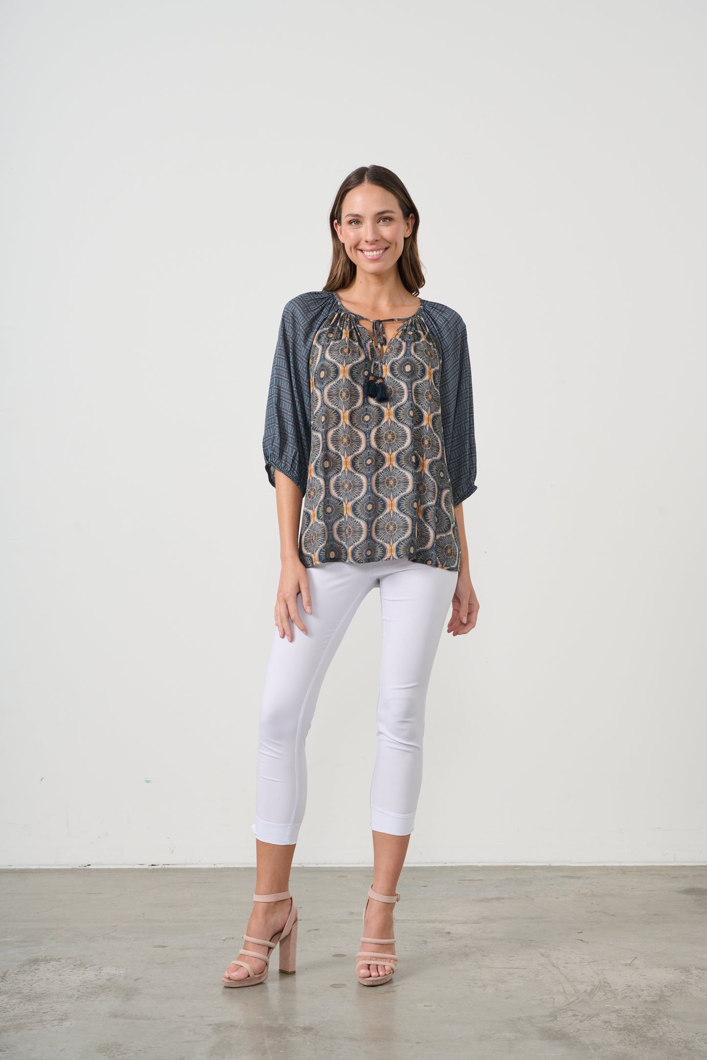 CAJU KOSMOS PRINT BLOUSE WITH RAGLAN SLEEVE