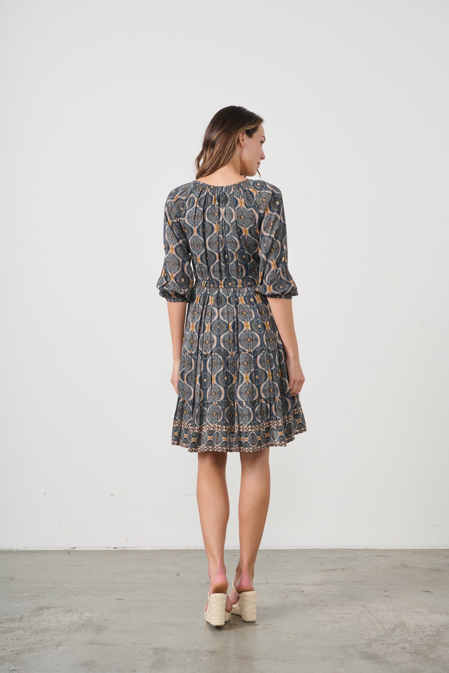 CAJU KOSMOS PRINT DRESS WITH ELASTIC WAIST