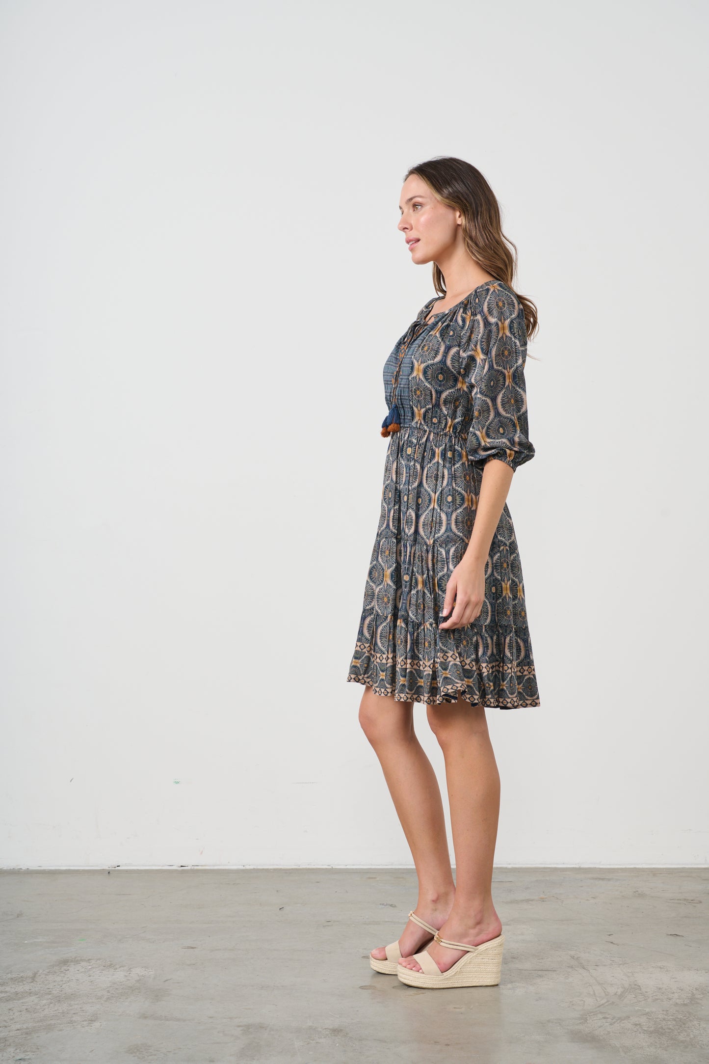 CAJU KOSMOS PRINT DRESS WITH ELASTIC WAIST