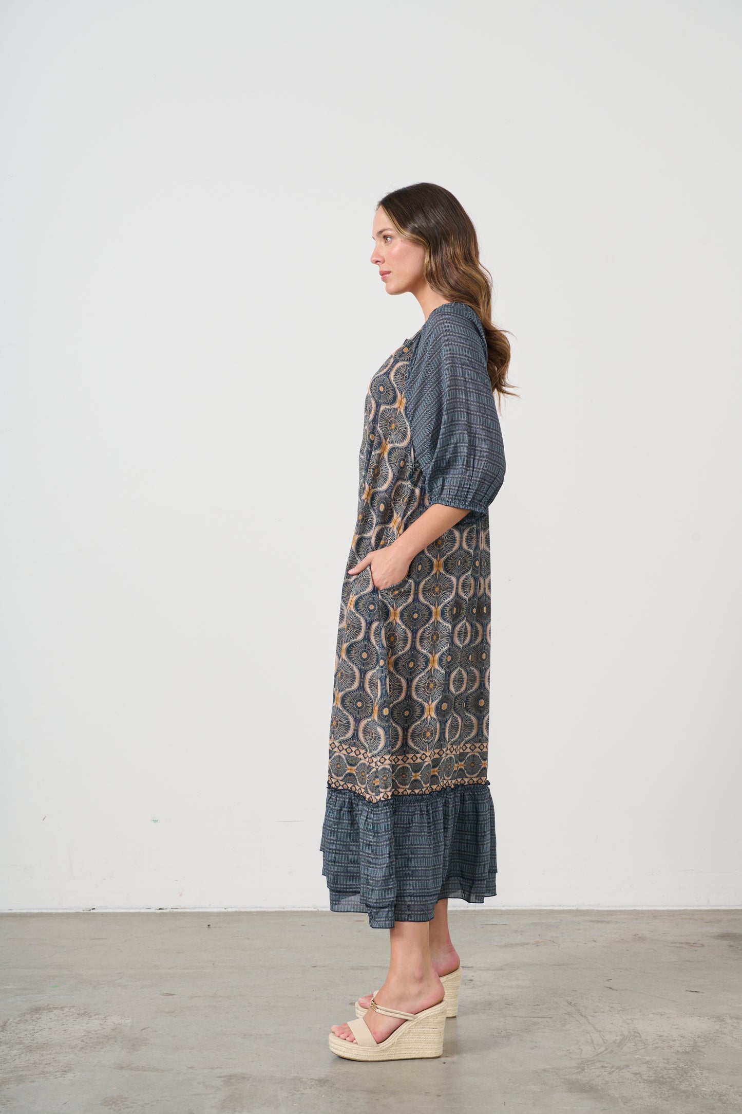 CAJU KOSMOS PRINT DRESS WITH RAGLAN SLEEVE
