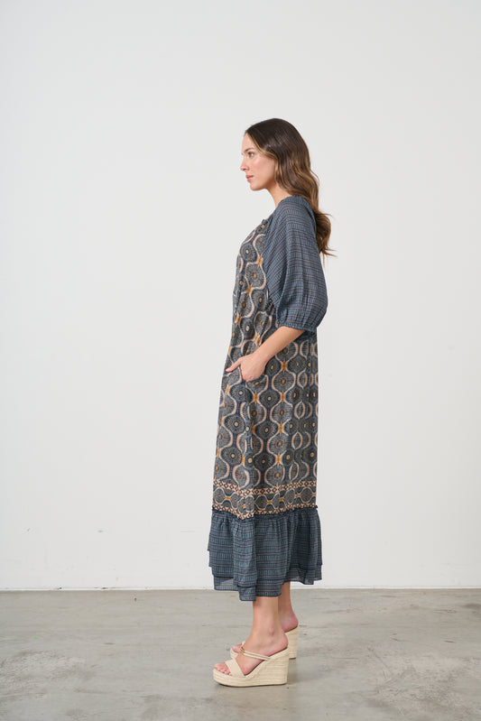 CAJU KOSMOS PRINT DRESS WITH RAGLAN SLEEVE