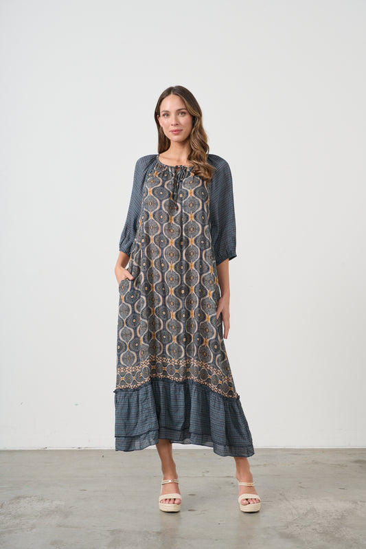 CAJU KOSMOS PRINT DRESS WITH RAGLAN SLEEVE