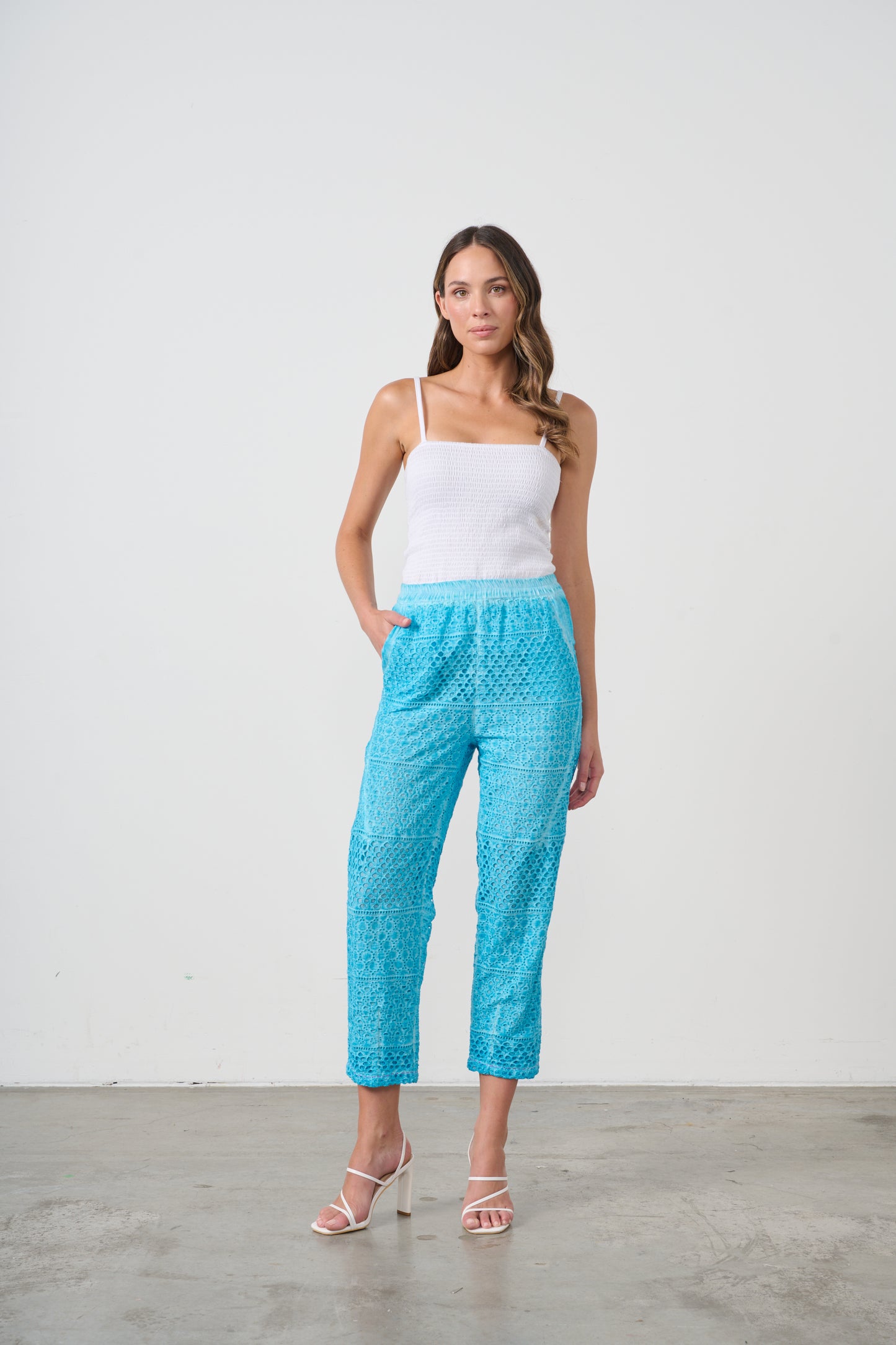 CAJU BRODERIE PANT IN BLUE