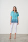 CAJU BLOUSE IN BLUE PRINT WITH LACE HEM