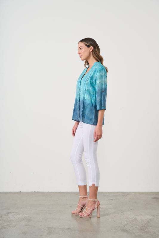 CAJU BUTTON DOWN BLOUSE IN BLUE