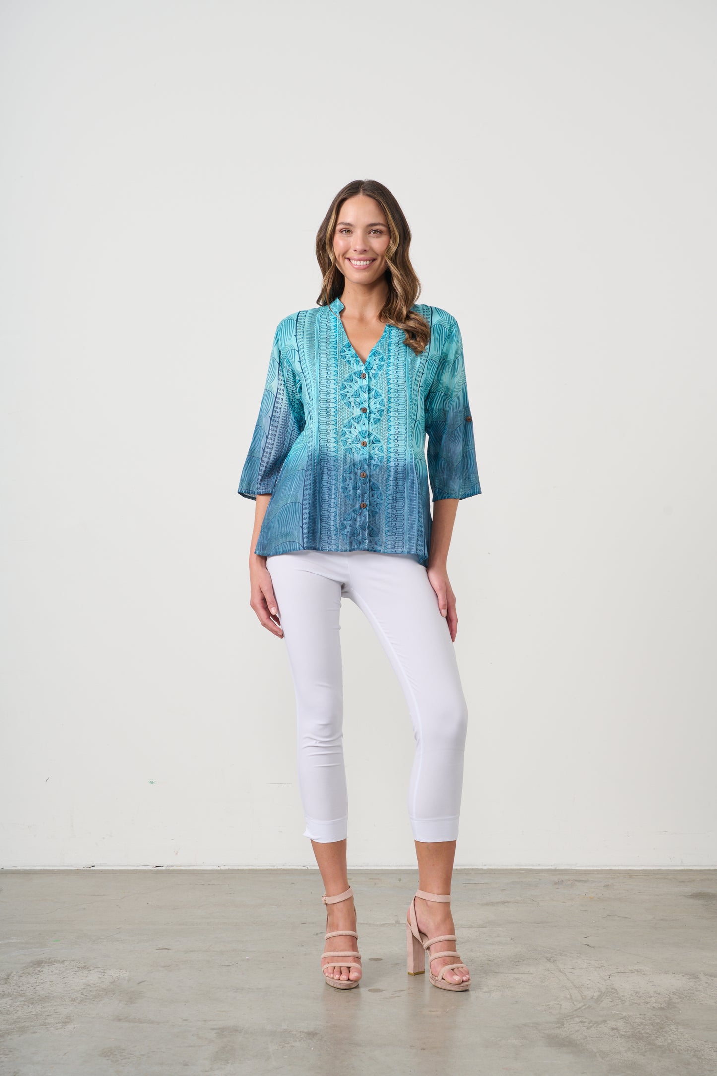 CAJU BUTTON DOWN BLOUSE IN BLUE