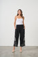 CAJU CONTRAST EMBROIDERY PANTS WITH POCKETS IN BLACK AND WHITE