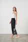 CAJU CONTRAST EMBROIDERY PANTS WITH POCKETS IN BLACK AND WHITE