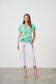CAJU BLOUSE IN MARBLE PRINT WITH DRAWSTRING NECKLINE IN AQUA