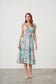 CAJU MARBLE PRINT DRESS WITH SHIRRED WAIST IN PINK