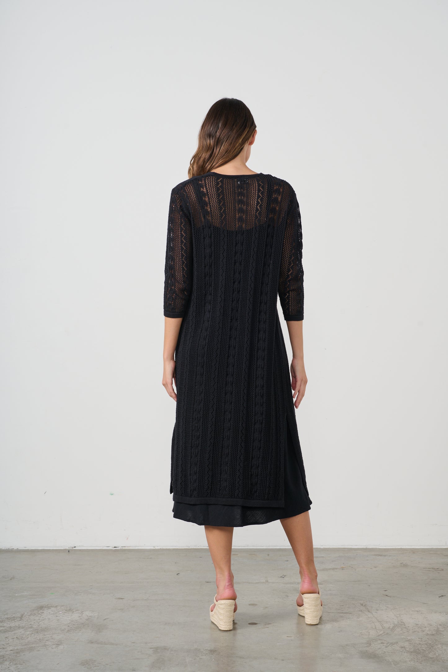 CAJU BLACK LACE NET LONG JACKET