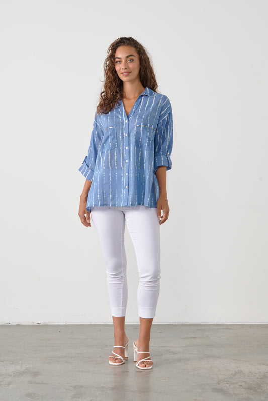 CAJU BLUE TIE DYE COTTON SHIRT