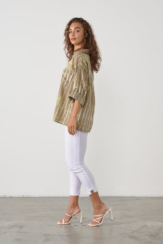 CAJU COTTON SHIRT IN TIE DYE GREEN