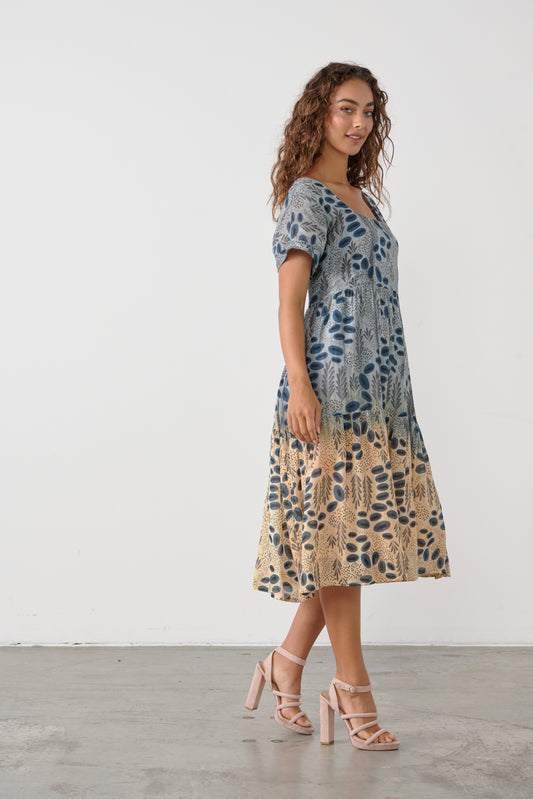 CAJU DIP-DYE COTTON LEAF DRESS