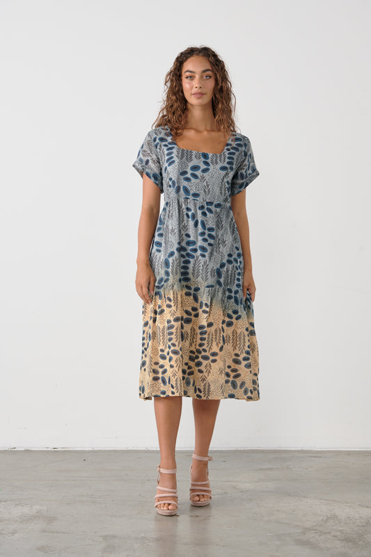CAJU DIP-DYE COTTON LEAF DRESS