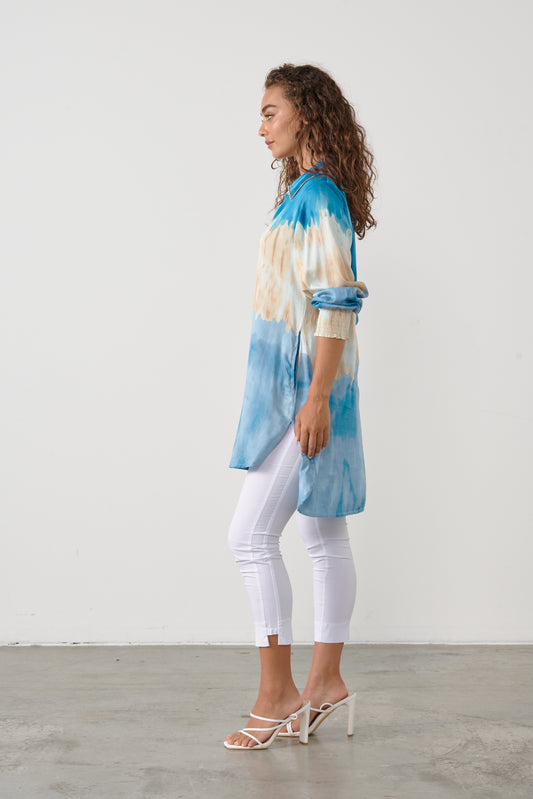 CAJU COTTON SHIRT IN BLUE TIE DYE